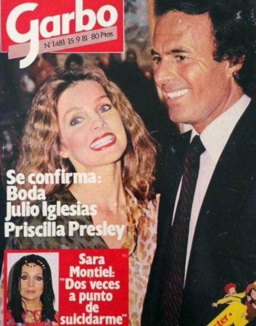 Priscila Presley y Julio, en la portada de «Garbo»