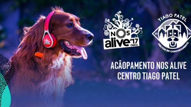 Cartel publicitario de la zona de mascotas habilitada en el Festival Nos Alive en Portugal