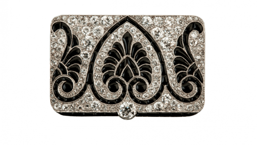 Broche Art Decó en platino, diamantes y ónix. Firmado Cartier. Circa 1910