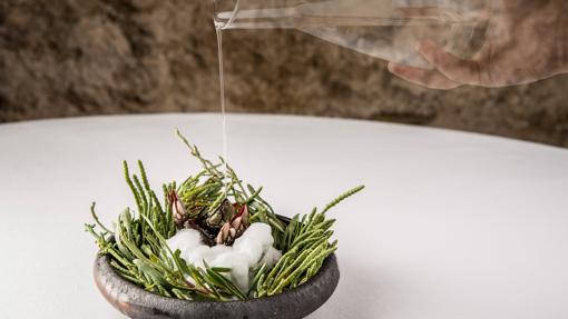 Percebe, un plato de Aponiente elaborado con “sal viva”