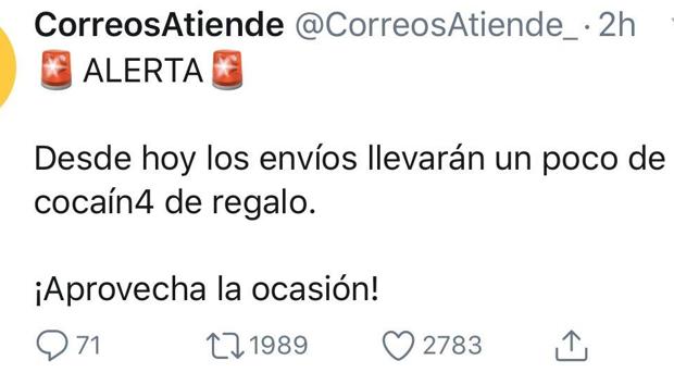 «Cocaína en los paquetes de regalo»: Correos sufre un «hackeo» en Twitter
