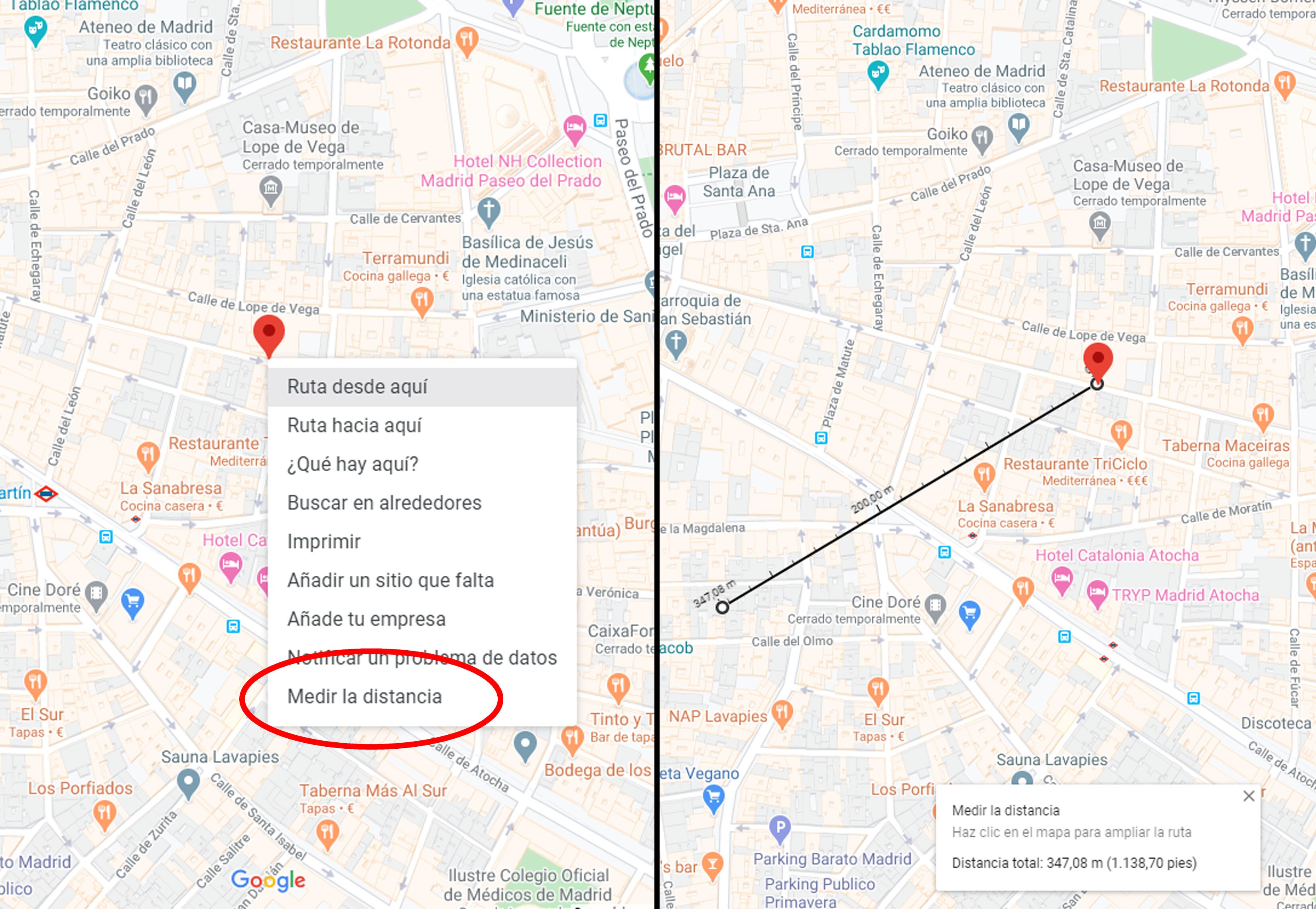 Cómo medir distancias con Google Maps en ordenador