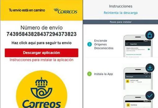 Así es la página web fraudulenta en los casos en los que se suplanta a Correos