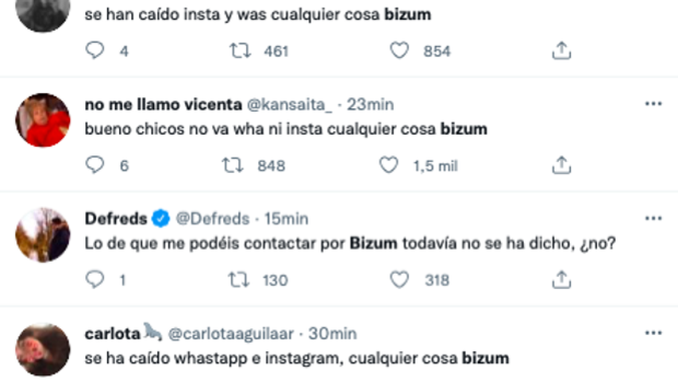 Bizum se convierte en tendencia en Twitter tras la caÃda de Whatsapp