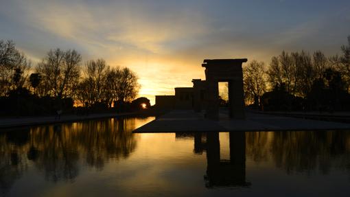 Sunset at the Temple of Debod, in Madrid